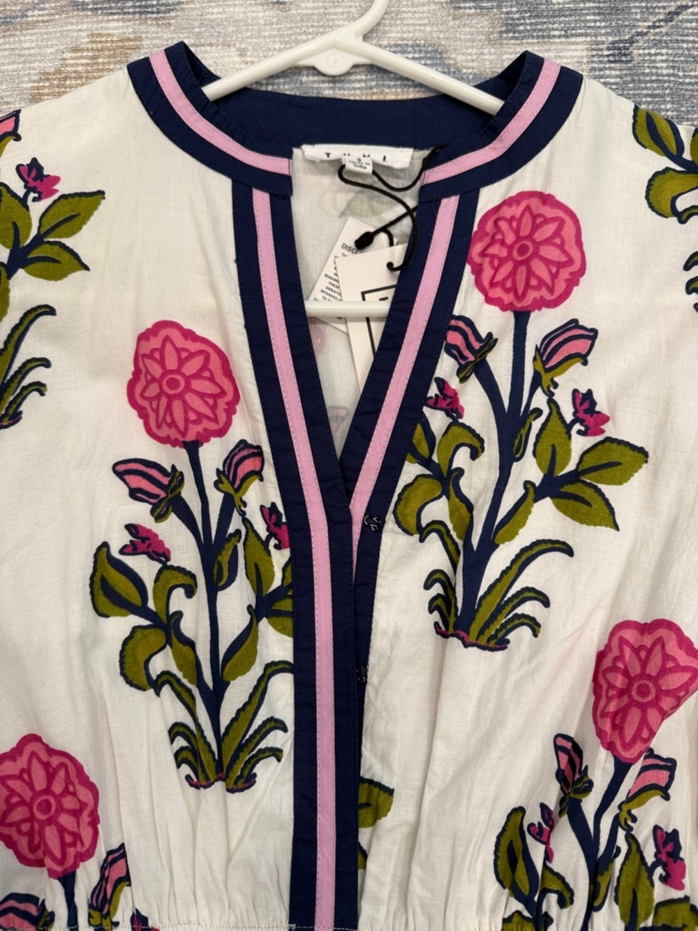 💙 NWT 💙 THML • White Floral Puff Sleeve Maxi Dress with Contrast Collar • Small - Picture 6 of 16